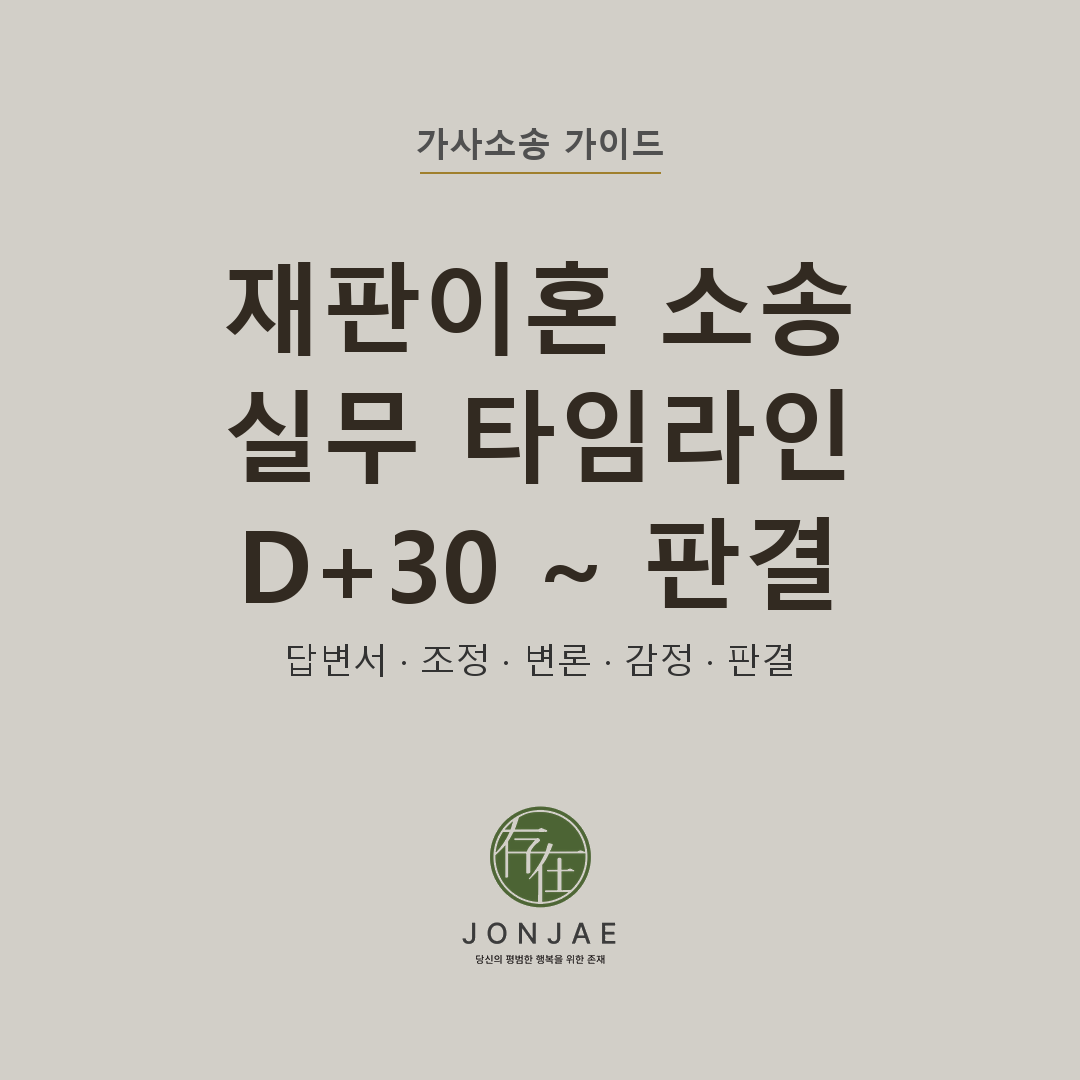 재판이혼 소송 실무 타임라인 — D+30부터 최종 판결까지 단계별 전개